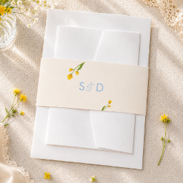 Cintas Para Invitaciones Boda editable de ranúnculo azul y amarillo