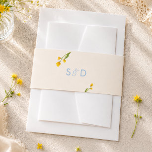 Cintas Para Invitaciones Boda editable de ranúnculo azul y amarillo