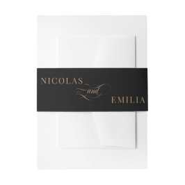 Cintas Para Invitaciones Boda Elegante Caligrafía Oro Negro