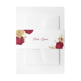 Cintas Para Invitaciones boda elegante con flores de oro y burdeos