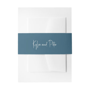 Cintas Para Invitaciones Boda elegante con letra manuscrita azul moderna