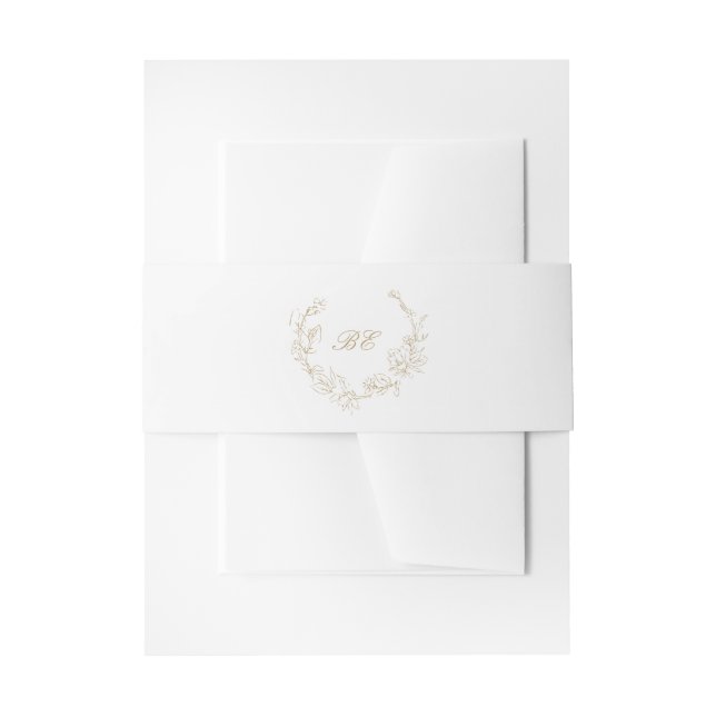Cintas Para Invitaciones Boda elegante con monograma de oro (Anverso Ejemplo)