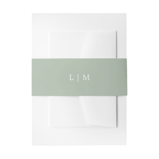 Cintas Para Invitaciones Boda elegante con monograma de verde salvia simple