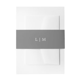 Cintas Para Invitaciones Boda elegante con monograma gris oscuro simple
