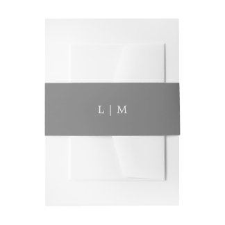 Cintas Para Invitaciones Boda elegante con monograma gris oscuro simple