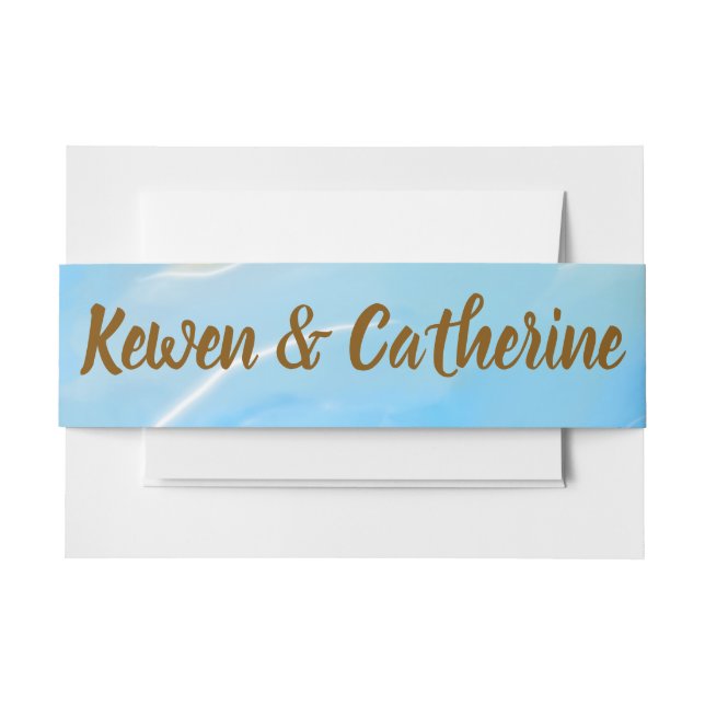 Cintas Para Invitaciones Boda elegante de acuarela de playa (Anverso Ejemplo)