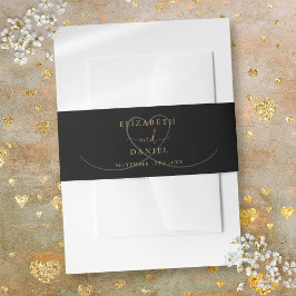 Cintas Para Invitaciones Boda elegante de corazón negro y dorado