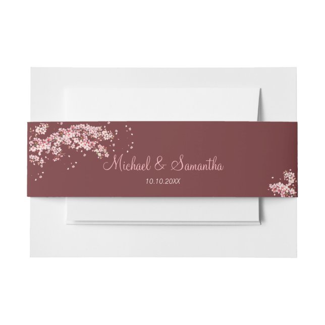 Cintas Para Invitaciones Boda elegante de flor de cerezo (Anverso Ejemplo)