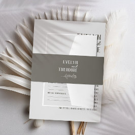 Cintas Para Invitaciones Boda elegante de flor de línea neutra