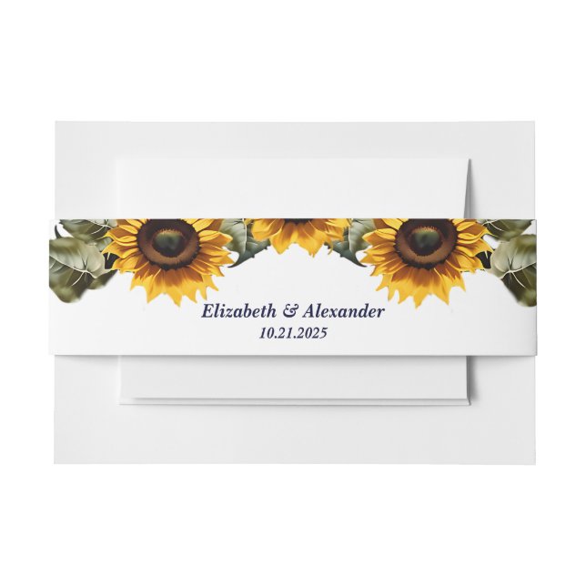 Cintas Para Invitaciones Boda elegante de girasol amarillo (Anverso Ejemplo)