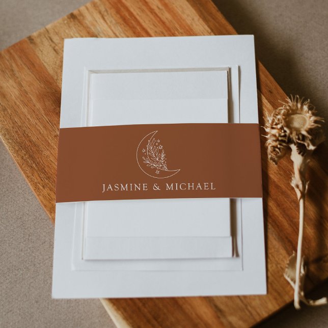 Cintas Para Invitaciones Boda elegante de la Luna y las Estrellas Terracott (Subido por el creador)