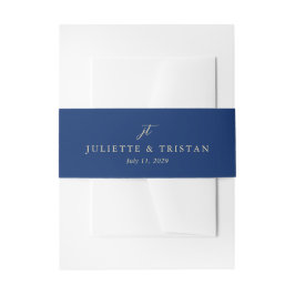 Cintas Para Invitaciones Boda elegante de navy y crema clásica