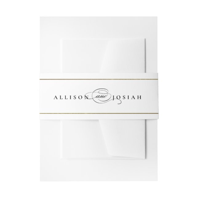 Cintas Para Invitaciones Boda Elegante de Oro (Anverso Ejemplo)