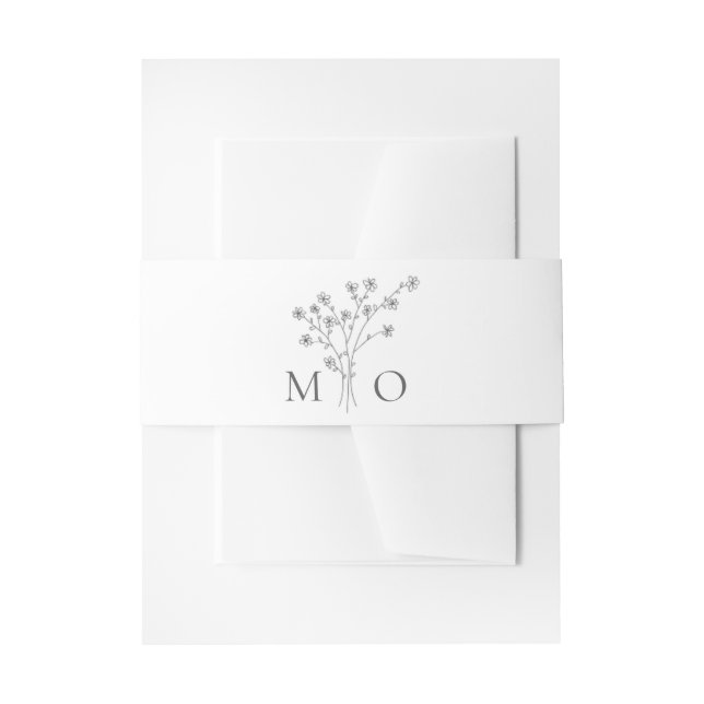 Cintas Para Invitaciones Boda elegante de ramos en monogramos (Anverso Ejemplo)