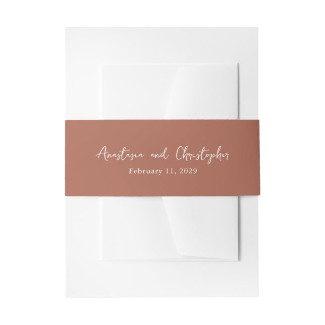 Cintas Para Invitaciones Boda elegante de Terracota Limpia (Anverso Ejemplo)