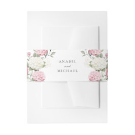 Cintas Para Invitaciones Boda elegante floral de hortensias rosadas y folla