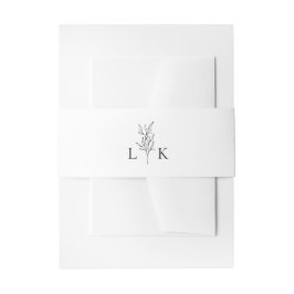 Cintas Para Invitaciones Boda Elegante Hoja Monograma Negro Blanco