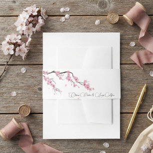 Cintas Para Invitaciones Boda elegante moderna de flor de cerezo rosa