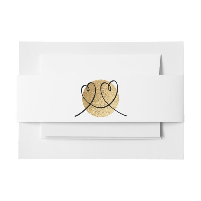 Cintas Para Invitaciones Boda Elegante Negro y Oro (Anverso Ejemplo)