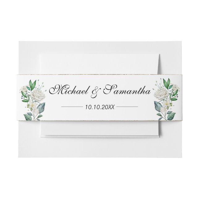 Cintas Para Invitaciones Boda Elegante Rosa Blanca y Lilies (Anverso Ejemplo)