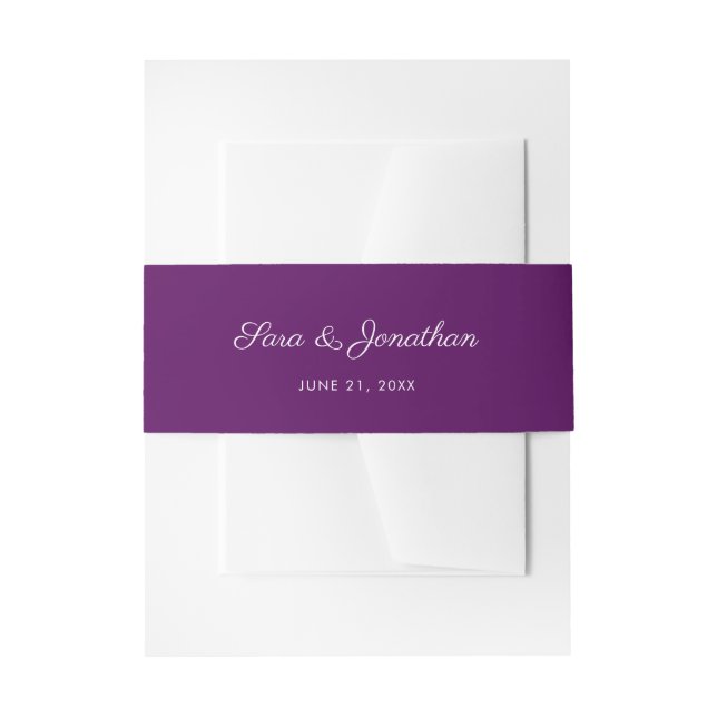 Cintas Para Invitaciones Boda Elegante Script Morado Oscuro (Anverso Ejemplo)