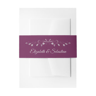 Cintas Para Invitaciones Boda elegante vintage de plata sobre ciruela magen