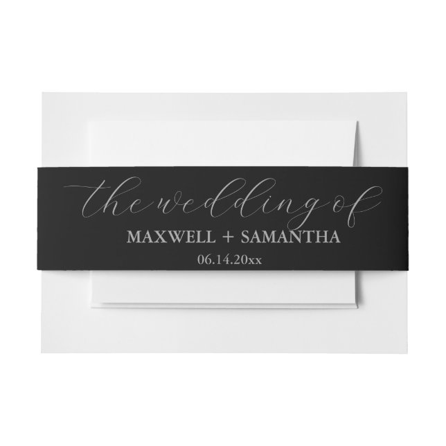 Cintas Para Invitaciones Boda elegante y negra de lujo (Anverso Ejemplo)