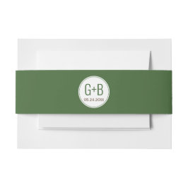 Cintas Para Invitaciones Boda elegante y sencillo de iniciales en verde mus