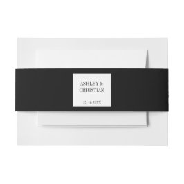 Cintas Para Invitaciones Boda elegante y simple en blanco y negro
