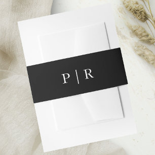 Cintas Para Invitaciones Boda en blanco y negro con monograma chic