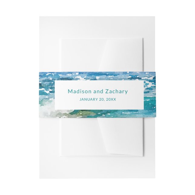 Cintas Para Invitaciones Boda en la Playa Tropical (Anverso Ejemplo)