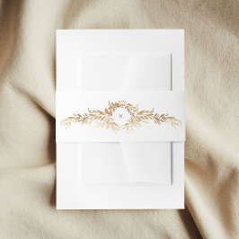 Cintas Para Invitaciones boda en monograma botánico blanco y dorado