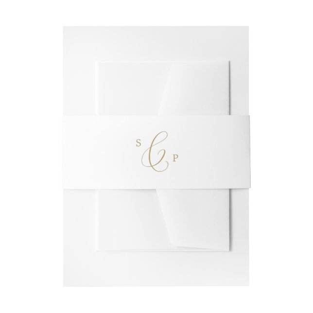 Cintas Para Invitaciones Boda en monograma de caligrafía de oro Delicada (Anverso Ejemplo)
