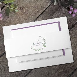 Cintas Para Invitaciones Boda en monograma verde morado