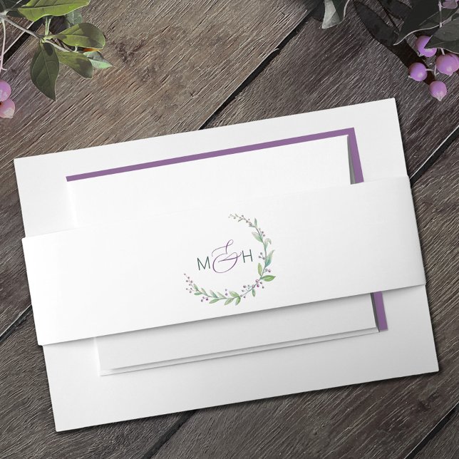 Cintas Para Invitaciones Boda en monograma verde morado (Subido por el creador)