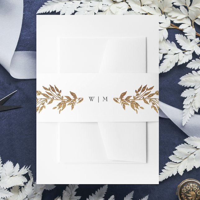 Cintas Para Invitaciones Boda Escudo botánico Monograma de oro clásico (Subido por el creador)