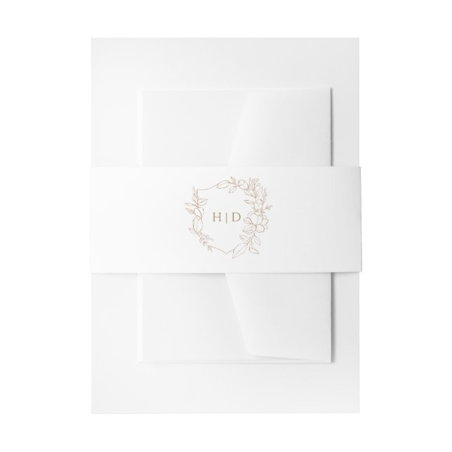 Cintas Para Invitaciones Boda escudo monograma botánico elegante dorado (Anverso Ejemplo)