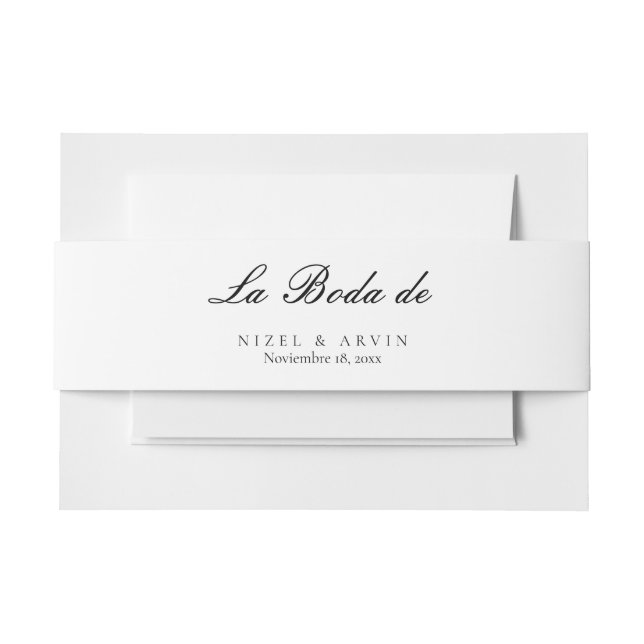 Cintas Para Invitaciones Boda Española Minimalista Elegante Sencilla (Anverso Ejemplo)