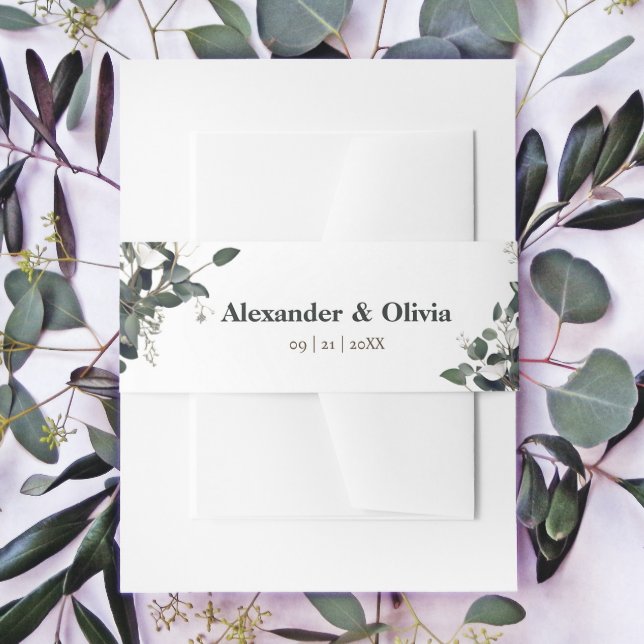 Cintas Para Invitaciones Boda Eucalyptus Moderno (Modern Eucalyptus Wedding Invitation Belly Band)