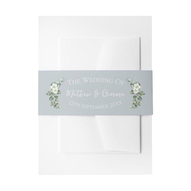 Cintas Para Invitaciones Boda Eucalyptus Moderno (Anverso Ejemplo)