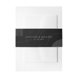 Cintas Para Invitaciones Boda Fecha Letra Negra Geométrica de Línea