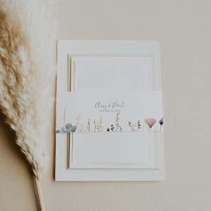 Cintas Para Invitaciones Boda Feliz y Colorida Boho Flor Silvestre 