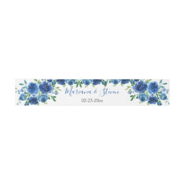 Cintas Para Invitaciones Boda floral acuarela azul marino