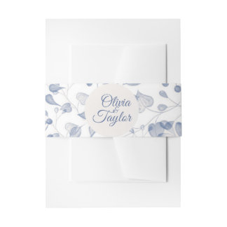 Cintas Para Invitaciones Boda Floral Acuarela Azul Polvo