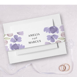 Cintas Para Invitaciones Boda floral acuarela púrpura rústica
