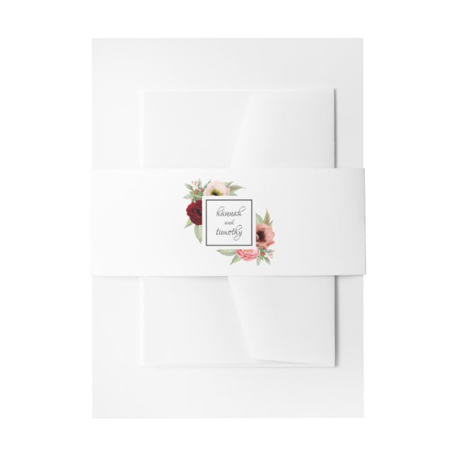 Cintas Para Invitaciones Boda Floral Acuarela Rústica Boho (Anverso Ejemplo)