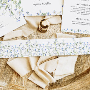 Cintas Para Invitaciones Boda Floral Azul