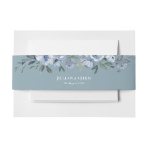 Cintas Para Invitaciones boda floral azul boho polvoriento