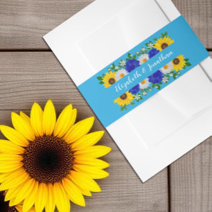 Cintas Para Invitaciones Boda floral azul cielo de verano