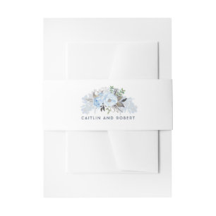 Cintas Para Invitaciones Boda Floral Azul Dusty